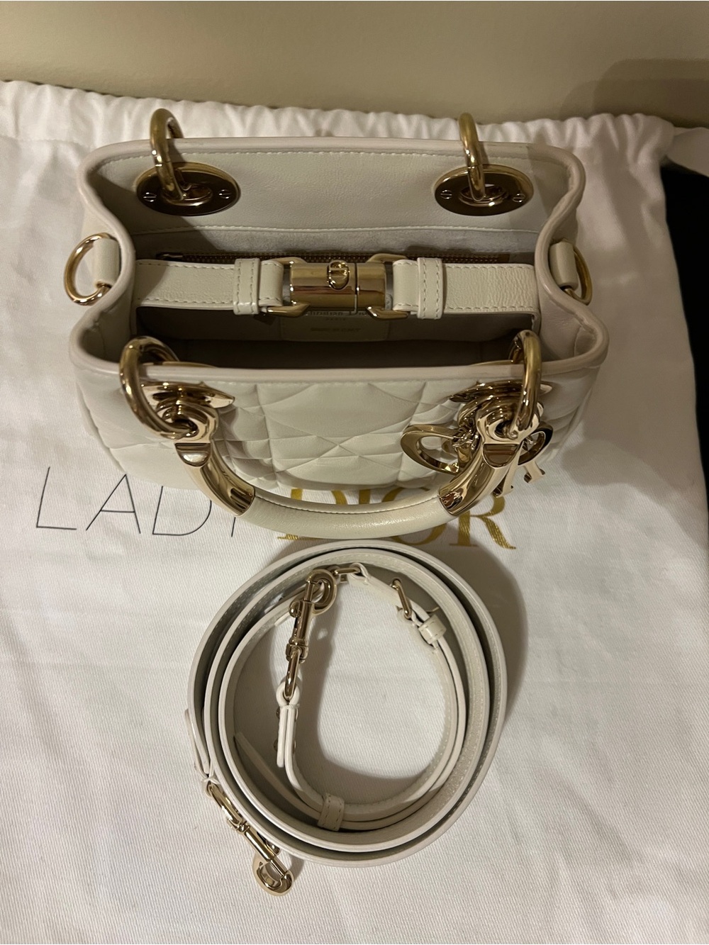 Christian Dior Lady 95.22 Mini White Calfskin Bag - Picture 7 of 8